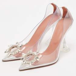 Pre Owned Amina Muaddi Transparent PVC Begum Pumps Size 39.5