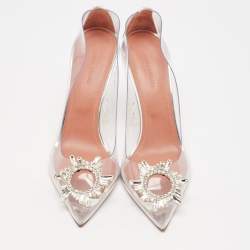 Pre Owned Amina Muaddi Transparent PVC Begum Pumps Size 39.5