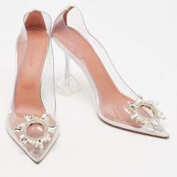 Pre Owned Amina Muaddi Transparent PVC Begum Pumps Size 39.5