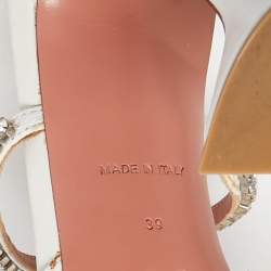 Amina Muaddi White Leather Gilda Mules Size 39