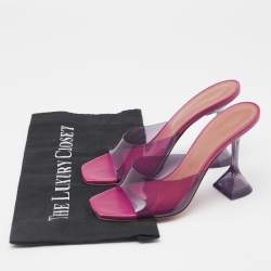Amina Muaddi Purple PVC Lupita Slide Sandals Size 36.5