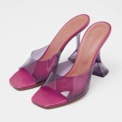 Amina Muaddi Purple PVC Lupita Slide Sandals Size 36.5