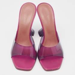 Amina Muaddi Purple PVC Lupita Slide Sandals Size 36.5