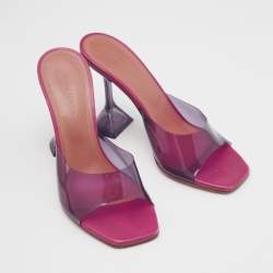 Amina Muaddi Purple PVC Lupita Slide Sandals Size 36.5