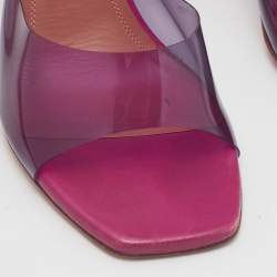 Amina Muaddi Purple PVC Lupita Slide Sandals Size 36.5