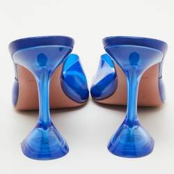 Pre Owned Amina Muaddi Blue PVC Plexiglass Lupita Mules Size 40