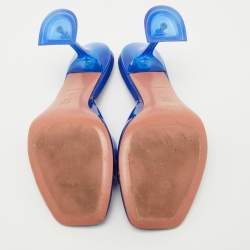 Pre Owned Amina Muaddi Blue PVC Plexiglass Lupita Mules Size 40