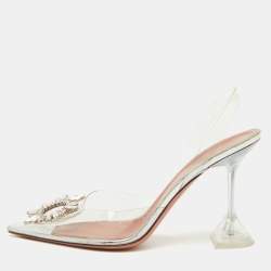 Amina Muaddi Transparent PVC Begum Slingback Pumps Size 39.5