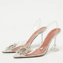 Amina Muaddi Transparent PVC Begum Slingback Pumps Size 39.5