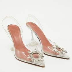 Amina Muaddi Transparent PVC Begum Slingback Pumps Size 39.5