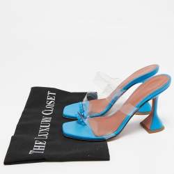 Pre Owned Amina Muaddi Blue PVC Sami Slide Sandals Size 36