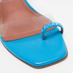 Pre Owned Amina Muaddi Blue PVC Sami Slide Sandals Size 36