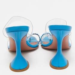 Pre Owned Amina Muaddi Blue PVC Sami Slide Sandals Size 36