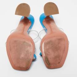 Pre Owned Amina Muaddi Blue PVC Sami Slide Sandals Size 36