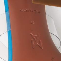 Pre Owned Amina Muaddi Blue PVC Sami Slide Sandals Size 36