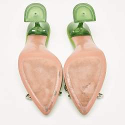 Pre Owned Amina Muaddi Green PVC Begum Slide Sandals Size 37