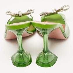 Pre Owned Amina Muaddi Green PVC Begum Slide Sandals Size 37