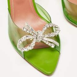 Pre Owned Amina Muaddi Green PVC Begum Slide Sandals Size 37