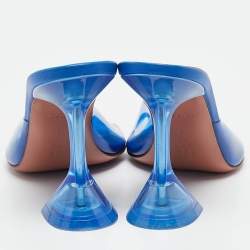 Amina Muaddi Blue PVC Lupita Slide Sandals Size 35
