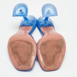 Amina Muaddi Blue PVC Lupita Slide Sandals Size 35