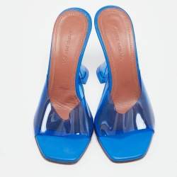 Amina Muaddi Blue PVC Lupita Slide Sandals Size 35