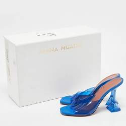 Amina Muaddi Blue PVC Lupita Slide Sandals Size 35