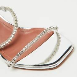 Pre Owned Amina Muaddi Transparent PVC Crystal Embellished Gilda Slide Sandals Size 38