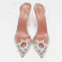 Amina Muaddi Transparent PVC Begum Pumps Size 39