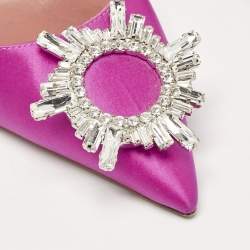 Pre Owned Amina Muaddi Pink Satin Begum Slingback Pumps Size 37