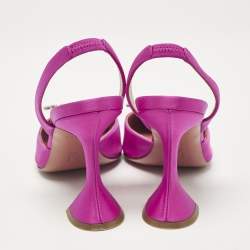 Pre Owned Amina Muaddi Pink Satin Begum Slingback Pumps Size 37