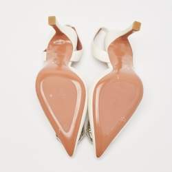 Amina Muaddi White Satin Begum Slingback Pumps Size 36