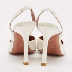 Amina Muaddi White Satin Begum Slingback Pumps Size 36