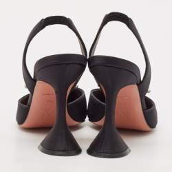 Amina Muaddi Black Satin Begum Slingback Pumps Size 37.5