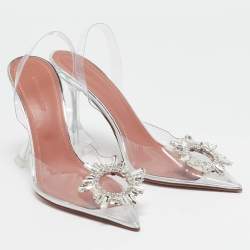 Pre Owned Amina Muaddi Transparent PVC Begum Pumps Size 37.5