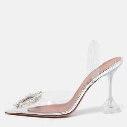 Pre Owned Amina Muaddi Transparent PVC Begum Pumps Size 37.5