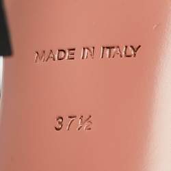 Pre Owned Amina Muaddi Black Patent Leather Crystal Embellished Vita Sandals Size 37.5