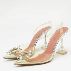 Amina Muaddi Transparent PVC Begum Pointed Toe Pumps Size 39