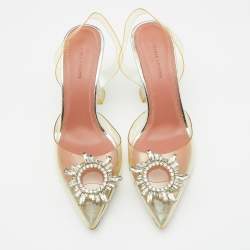 Amina Muaddi Transparent PVC Begum Pointed Toe Pumps Size 39