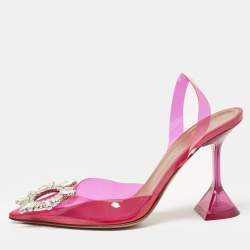 Amina Muaddi Pink PVC Begum Slingback Pumps Size 35.5
