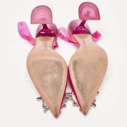 Amina Muaddi Pink PVC Begum Slingback Pumps Size 35.5