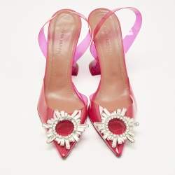 Amina Muaddi Pink PVC Begum Slingback Pumps Size 35.5