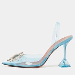 Amina Muaddi Blue PVC Begum Pumps Size 39