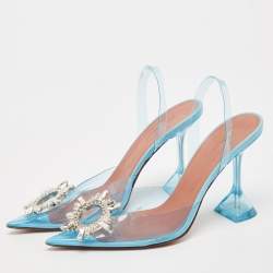 Amina Muaddi Blue PVC Begum Pumps Size 39