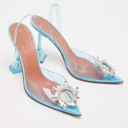 Amina Muaddi Blue PVC Begum Pumps Size 39