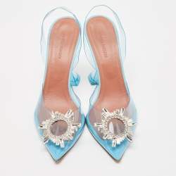 Amina Muaddi Blue PVC Begum Pumps Size 39