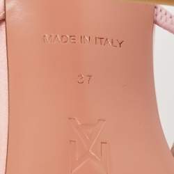 Pre Owned Amina Muaddi Pink Satin Gilda Crystal-Embellished Sandals Size 37