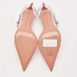 Amina Muaddi Transparent PVC and Leather Ursina Pumps Size 39