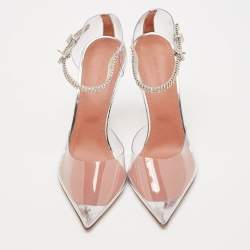 Amina Muaddi Transparent PVC and Leather Ursina Pumps Size 39