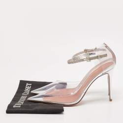 Amina Muaddi Transparent PVC and Leather Ursina Pumps Size 39