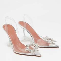 Pre Owned Amina Muaddi Transparent PVC Begum Pumps Size 38.5